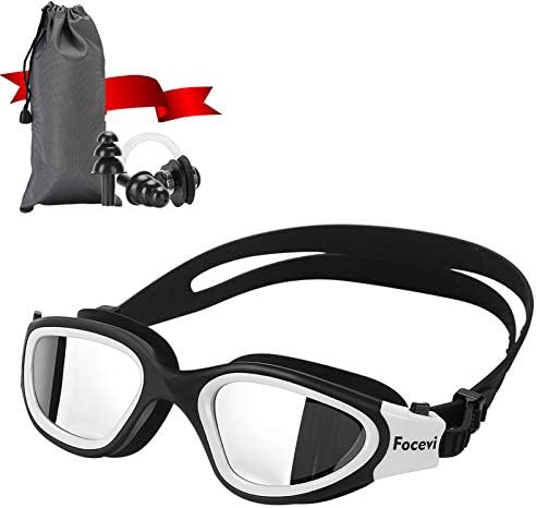 Focevi Swimming Goggles for Men/Women, Anti-Fog Anti-UV Mirrored Wide Vision Adult Swim Goggles, Boys/Girls/Junior/Teenagers/youth Swim Googles, Swimming Glasses and Gear