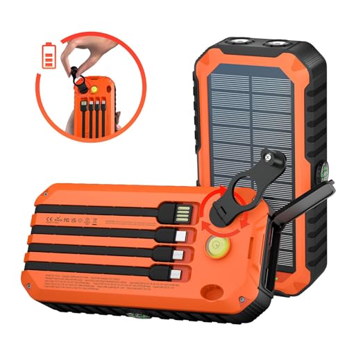 Panel solar con batería portátil de 20000mAh y dinamo manual con linterna 7