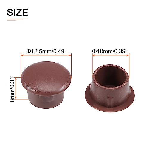 Image of DTGN 10mm x 12.5mm x 8mm(Dia. x Cap Dia. x H) Screw Hole Plugs - 30Pack - Good for Furniture Cupboard Wardrobe - Plastic Fastener Hole Caps - Brown