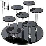 Eco Moda Acrylic Display Stand - 7-Tier Black Action Figure Stand - Multilevel Acrylic Risers for Di
