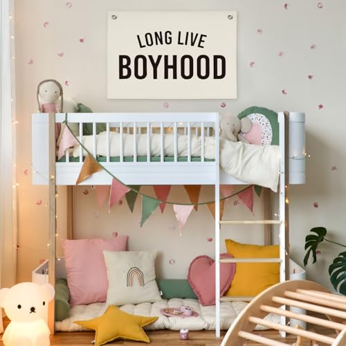 Image of Boy Room Decor,Long Live Boyhood Canvas Banner Nursery Playroom Wall Decor for Boys Bedroom Toddler Decorations Teen Boy Room Decor,Playroom Decor Wall Hanging Flag Canvas Banner 30x20 Inch
