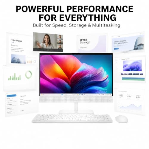 Image of Dell 24 All-in-One Desktop Computer, 23.8 inch FHD Touchscreen Display, 16GB DDR5 RAM, 1TB SSD, Intel Core Ultra 7 355, Windows 11 Pro, WiFi 7, Copilot+ AI PC, Wireless Keyboard & Mouse
