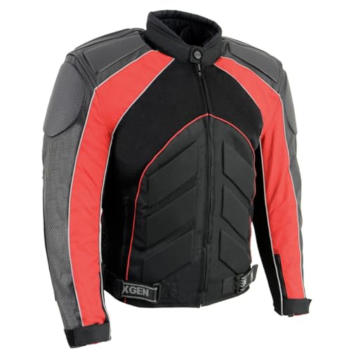 Image of NexGen SH2153 Men's Black CE Armored Motorcycle Textile and Leather Combo Jacket