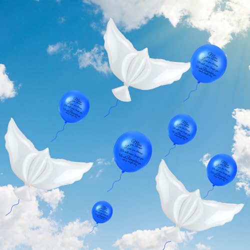 Image of Skylety 36 Pcs Memorial Balloons to Release with Dove Balloon,Royal Blue | Helium, Remembrance for Heavenly Birthday, Memorial Services, Release in Sky Ceremony, Forever in Hearts Messages