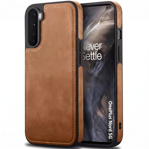 Image of MOBILOVE PU Leather Flexible Shockproof Design Back Case Cover for | OnePlus Nord (2020) (Brown)