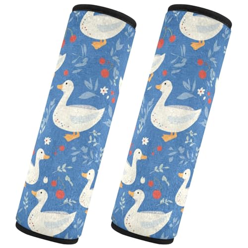 Seat Belt Covers 2 Pack White Ducks Car Seat Strap Covers Super Soft Car Seat Neck Cover for Boys Girls Adults Babies M