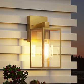 WIHTU Gold Outdoor Exterior Light Fixture for House, LED Front Porch Lights for House, Waterproof Wall Sconce Lantern Lamp, Outside Coach Lights for Patio, Garage, Doorway, Entryway