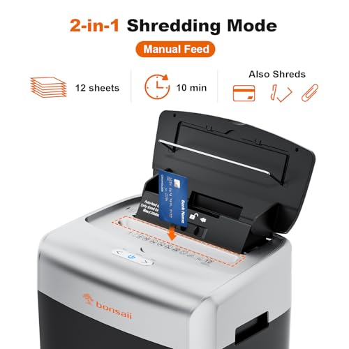 Bonsaii 120 Sheet Auto Feed Office Paper Shredder, 30 Minutes Micro Cut Heavy Duty Shredders with 4 Casters, P-4 High Security Level, 6 Gallon Large Bin image 7