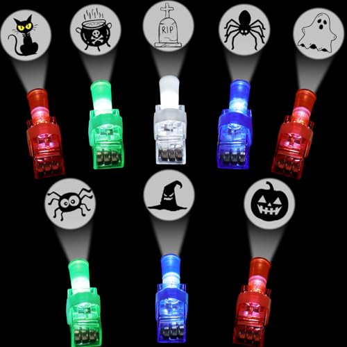 Baborui Halloween Finger Lights, 16Pcs Halloween Party Favors, Led Halloween Lights Goodie Bag/Basket Fillers, Non Candy Trick Or Treats Gifts Classroom Prizes Halloween Party Supplies