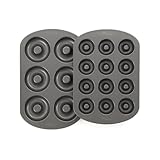 GEEOOLLAH Nonstick Donut Pan Set – 2-Piece Bakeware with 6-Cavity Mini and 12-Cavity Standard Molds, Durable Carbon Steel, Scratch-Resistant, Even Heating