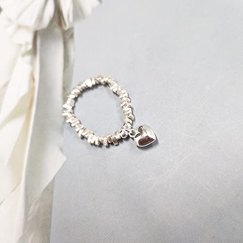 Heart Dangle Eternal Love Wedding Statement Rings S925 Sterling Silver Stretchable Adjustable Tassel Dangling Charm Engagement Promise Ring Middle Finger Stacking Jewelry Gifts For Women Girls Xmas Valentine's Day Anniversary Girlfriend Wife #TOP4