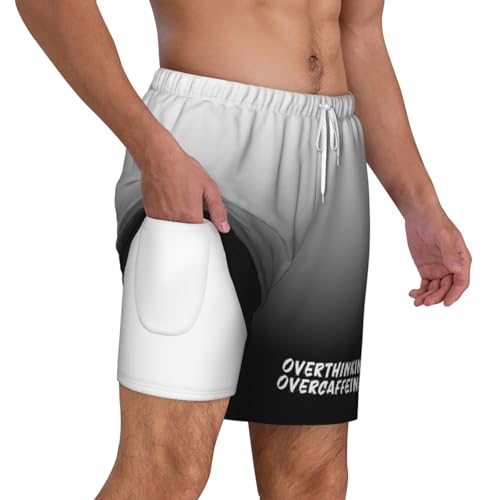 Overthinking & Overcaffeinated Swimming Shorts Compression Liner Swim Trunks Swimwear Bathing Suits,3