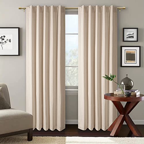 Linen Cotton Tab Top Curtains, Farmhouse Cotton/Linen Curtains, Curtain 2 Panel Set -50X108 Natural Curtains, Reverse Window Panels, Curtain Drapes Panels, Bedroom Curtains, Set Of 2 #TOP1