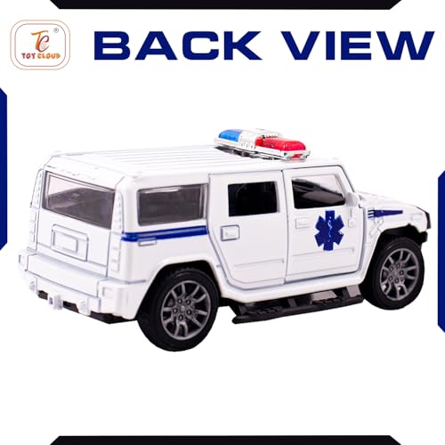 Image of Toy Cloud Hummer Ambulance Car 1:32 Scale Die-Cast Metal Toy with Opening Doors and Pull Back Action Realistic Toy Car