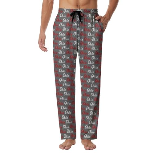 LISAINMAY Ohio Map State Flag Pajama Pants For Men Lounge Pants Sleep Sleepwear Pijamas Loungewear Pjs Gifts