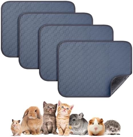 4 Pack 24 x 18 Inch Guinea Pig Cage Absorbent Liner Reusable Wate...
