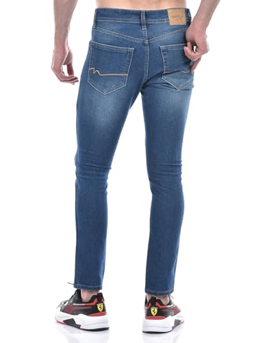 Image of Numero Uno Men'S Dark Blue Super Skinny Fit Distressed Sustainable Jeans