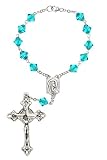 One Decade Auto Rosary Made with Austrian Crystals/Glass - Communion, Confirmation, Christmas and Mo