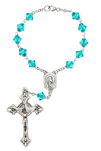 One Decade Auto Rosary Made With Austrian Crystals/Glass - Communion, Confirmation, Christmas And More (Zircon - December) #TOP1