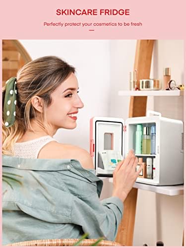 NORTHCLAN Mini Fridge 15L for Bedrooms, Small Drink Fridge with ECO Mode for Low Noise & Removable Shelves, AC/DC Powered for Skin Care, Food, Office or Car