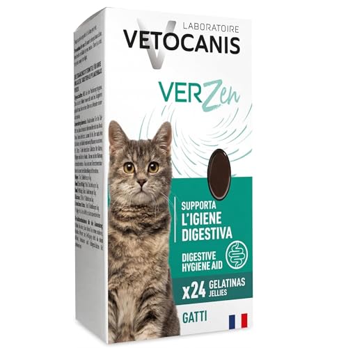 Vetocanis - Ô Naturel - Bocconcini anti vermi per gatto - Snack per gatti terra di Diatomee e zucca - Vermifugo per gatti, agisce come purga per espellere i parassiti intestinali - 24 bocconcini - 36g