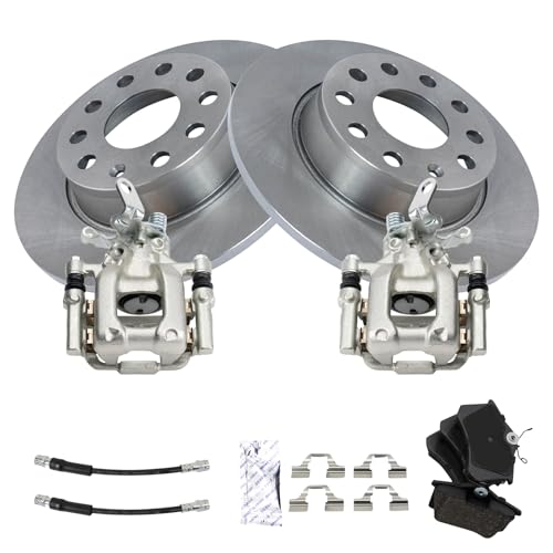 Image of TRQ Rear Brake Pad & Rotor Kit Ceramic Compatible with 2014 Volkswagen Jetta