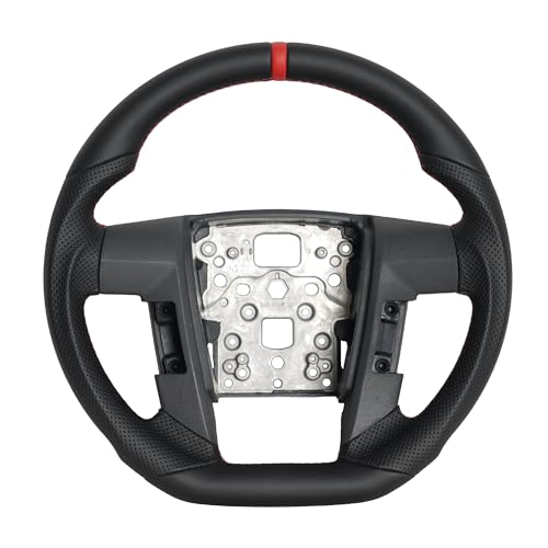 Black Full Leather Steering Wheel Full Leather Porous Design D-shaped Replacement Steering Wheel for 09-14 Ford F150