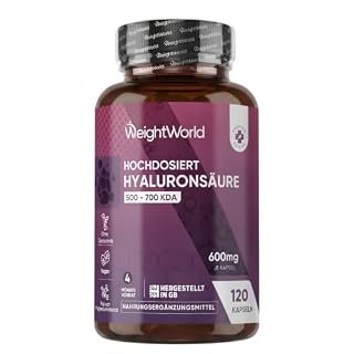 Hyaluron Kapseln - 600mg pro Kapsel - 120 vegane Hyaluronic Acid Capsules - 4 Monate Vorrat