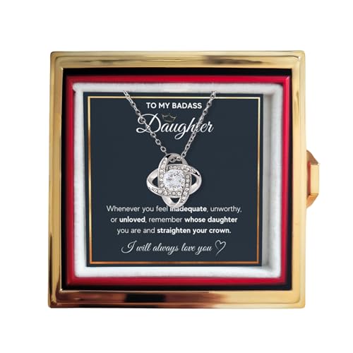 To My Beautiful Daughter Necklace from Mom & Dad | Cubic Zirconia Pendant with Heartfelt Message Card & Gift Box | Daughter Birthday, Graduation, Christmas Jewelry Gift from Parents