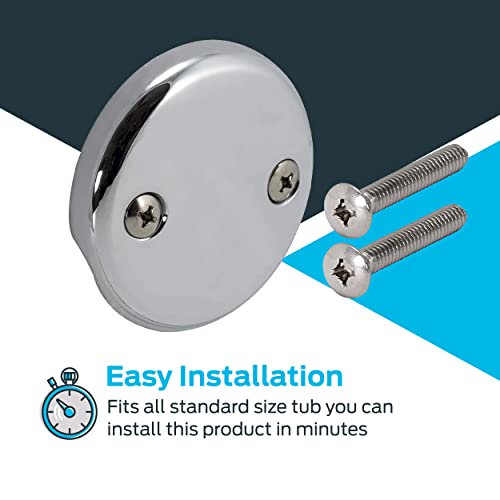 Ez-Flo Two-Hole Bathtub Overflow Face Plate With Brass Screws, Chrome, 35245 #TOP3