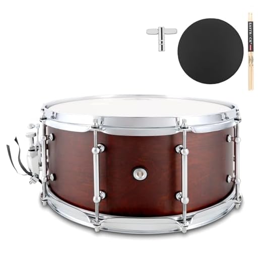 EASTROCK Snare Drum 14 X6.5 Inches Reddish Brown Texture Finish Professional Snares Drum for Drummer, Adult, Advanced Drum Set Snare Drums (Reddish Brown)