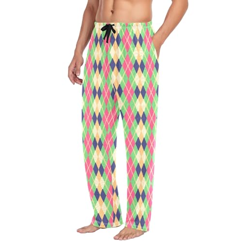 Mens Cotton Pajama Pants Sleep Lounge Pj Bottoms Sleepwear with Pockets Drawstring S Check4