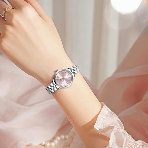Image of Sapphero Ladies Watch Easy to Read Wristwatch, Women's Quartz Watch with Stainless Steel Strap, 5 ATM Waterproof, Classic Elegance Women Business Waterproof Watch