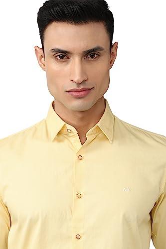 Image of Peter England Men's Slim Fit Full Sleeve Casual Shirt in Twill Weave Cotton