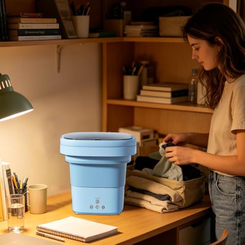 Lavadora pequeña portátil 6L con centrifugado eficaz para camping 7