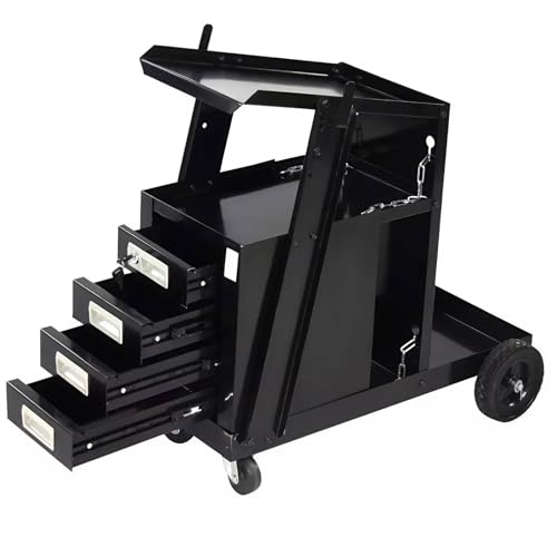 Jwevvie Welding Cart with 4 Drawers, Heavy Duty Rolling Welding Trolley with 360° Swivel Wheels for...