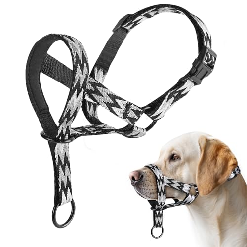 Gentle Dog Head Collar with Stripes, No-Pull Halter, M