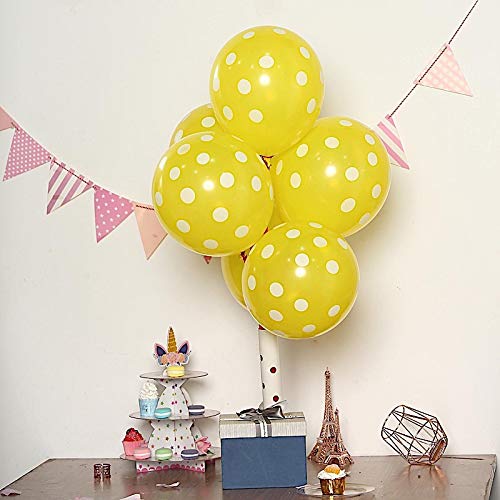 Balsa Circle 25 Pcs 12-Inch Yellow White Polka Dots Latex Balloons - Party Wedding Reception Birthday Favors Decorations Supplies #TOP4