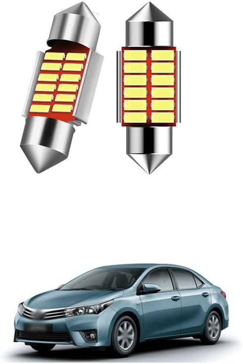 Universal For Car 10 LED Universal Car Interior Super Bright Roof Light Reading Dome Bulb Lamp with Festoon Holder (5W, White, 2 PCS) Comfortable With Cor-olla Al-tis