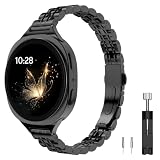 MoKo Slim Metal Band Compatible with Samsung Galaxy Watch 8 40mm 44mm/8 Classic 46mm, Thin Stainless Steel Replacement Strap for Women, Black