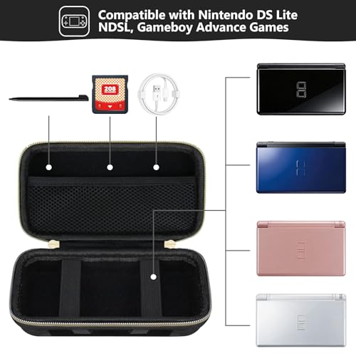 Image of Supmay Hard Carrying Case Compatible with Nintendo DS Lite NDSL, Gameboy Advance Games Storage Holder Travel Bag with Mesh Pocket for USB Charging Cable, Stylus, Earphones, Game Cartridge, Black