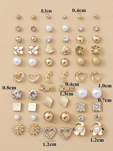 Image of Shining Diva Fashion 30 Pairs Earrings Combo Set Stylish Crystal Pearl Earrings for Women and Girls