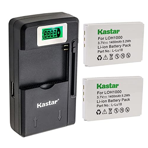 Kastar 2-Pack LOH1000 Battery and Smart LCD Charger Replacement for Logitech 190582-0000, F12440056, K398, L-LU18 Battery, Logitech Harmony 915 Remote, Internet Radio, Squeezebox Duet Controler