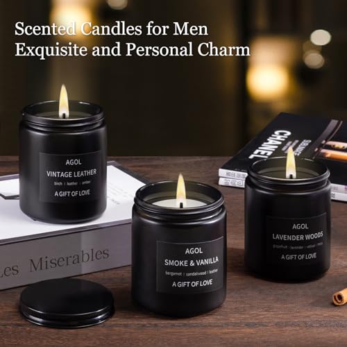 Men-Scented-Candles-Set-Dad-Gifts-from-Daughter-Son-3-Pack-Premium-Lavender-Woods-Vintage-Leather-and-Vanilla-Candles-Set-Aromatherapy-Candles-Gifts-for-Men-Black-Jar-Candle-Gift-for-Fathers-Day