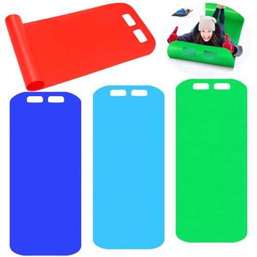 4 Pcs Winter Snow Sled Mat for Adults 53.9 Inch Roll up Flexible Lightweight...