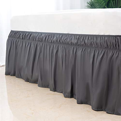 Ayasw Bed Skirt 18 Inch Drop Queen Size Dust Ruffle 1800 Brushed Microfiber Three Fabric Sides With Elastic No Top Easy To Install Easy Care Grey #TOP1