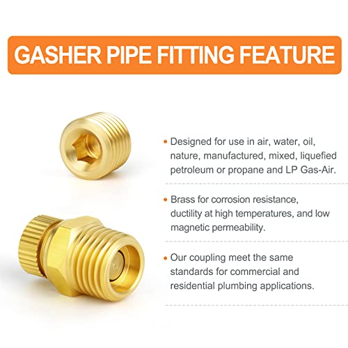 Gasher 7Pcs Brass 1/4" Npt Male Air Compressor Tank Drain Valve Kit With Internal And External Hex Plug Wing Style And Knurled Style Drain Cock Safety Valve Replacement Part #TOP2