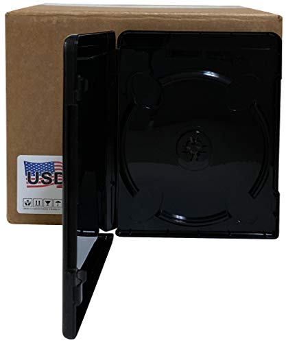 USDISC Blu-ray Cases Standard 14mm, Single 1 Disc, Glossy Black, Pack of 50