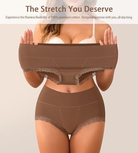 Image of Women's Cotton Underwear,Ladies Soft Stretch Tummy Control Comfy No Muffin Panties Boyshorts
