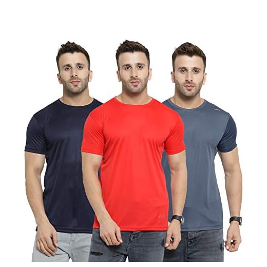 AWG - All Weather Gear Men's Polyester T-Shirts Navy Blue,Dark Grey and Red_XL - Pack of 3